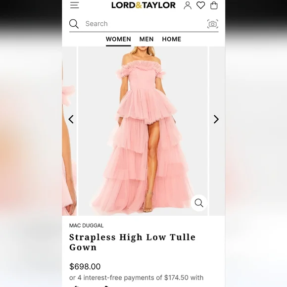 MAC DUGGAL Strapless High Low Tulle Gown , Pink, Size 4, NWT - Picture 7 of 7